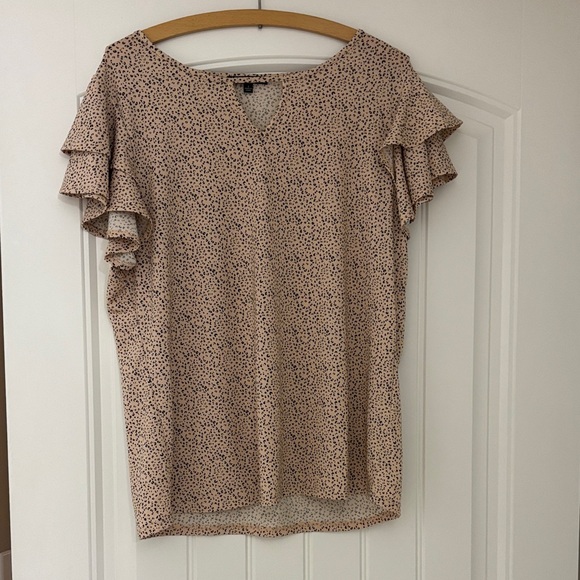 Adrianna Papell Ruffle Sleeve Blouse - Pink and Black - Picture 1 of 3